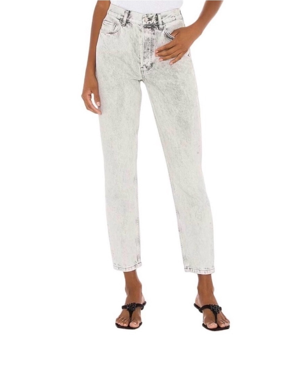 Anine Bing White Washed High-Rise Straight Jeans